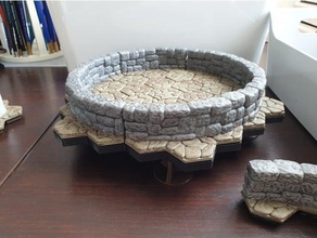 wdhex rounded wall irregular stone floor toy & game accessories dnd tiles dungeons dragons rpg tabletop terrain 3d print model - Mito3D