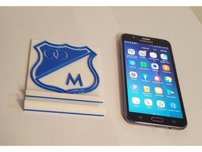 soporte celular con escudo millonarios telefone colômbia deportes secretária futebol futbol iphone los de portacelular smartphone titular esporte stand 3d print model - Mito3D