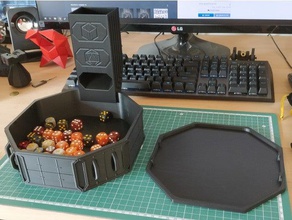 dice tray tower latching lid - war gaming terrain blank themes 40k dnd dungeons dragons wargaming warhammer warhammer40k 3d print model - Mito3D