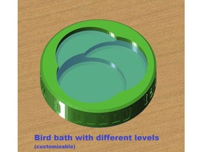 kuş banyosu farklı düzeyleri özelleştirilebilir açık ve bahçe bain d'oiseau kuşlar besleyici evi oiseau p jaro passarinho vogelbad 3d print model - Mito3D