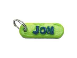 jon personalized keychain embossed letters keychains 3d print model - Mito3D