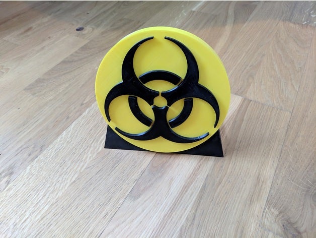badge danger biologique biohazard 150x19 mm coins & badges 3D print model - Mito3D