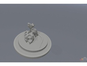 mouse & cheese games animals dnd dungeons dragons miniatures minis rat table top 3d print model - Mito3D