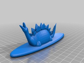 dinosaur riding surfboard sculptures 3d print model - Mito3D