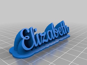 meine angepasste geschwungene 2-Zeile name plate elizabeth office kundengebundene 3d print model - Mito3D