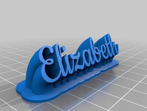 meine angepasste geschwungene 2-Zeile name plate elizabeth office kundengebundene 3d print model - Mito3D