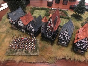 lasercut medieval houses buildings & structures 10mm warhammer 3d print model - Mito3D