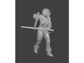 kadın hırsız Hazine avcısı minyatür insanlar baton rouge karakter hançer dnd fantezi frostgrave krallar Savaşı kow pathfinder meç rpg warhammer 3d print model - Mito3D