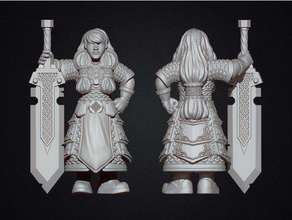 female dwarf warrior 3dmodel 3d printing character dnd miniature dungeons dragons fantasy model paladin pathfinder mini minis rpg prop sculpture sculptures strategy game sword tabletop 3d print model - Mito3D