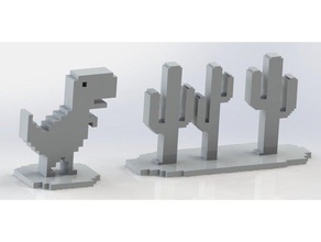 t-rex run - google chrome offline games animal game trex t rex videogame 3d print model - Mito3D