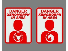 danger - xenomorph zone de signe les signes et logos un aimant réfrigérateur des panneaux signalisation 3d print model - Mito3D
