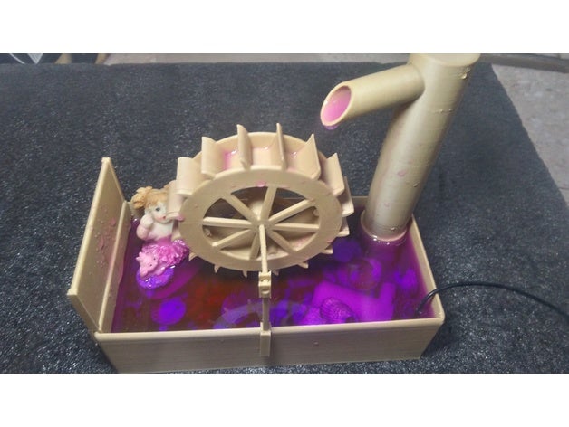 waterwheel fountain decor fusion360 water wheel 3D print model - Mito3D