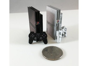slim mini sony playstation 2 oyuncaklar ve oyunlar sevimli dollhouse minyatür ps2 retro 3d print model - Mito3D