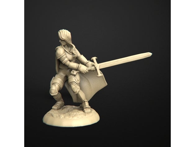 female paladin people character dungeon dungeons dragons fantasy 3D print model - Mito3D