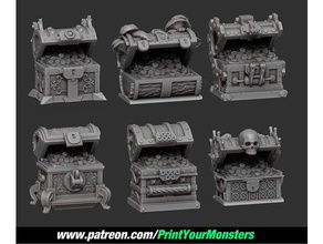 treasure chest opened sculptures boardgame game tabletop gaming 3d print model - Mito3D