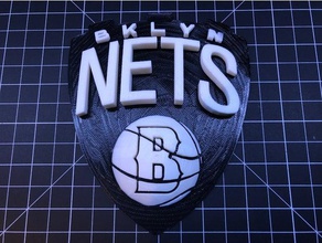 brooklyn nets placa sinais e logotipos basquete logotipo sinal 3d print model - Mito3D