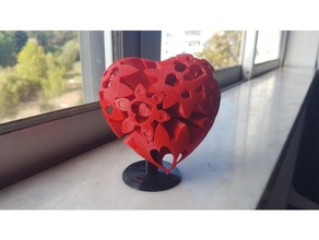 fantastical heart gears base interactive art 3d print model - Mito3D