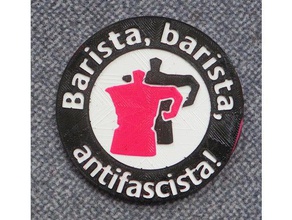 barista antifascisata badge coins & badges antifa antifaschismus antifascism filament change moka pot plakette 3d print model - Mito3D