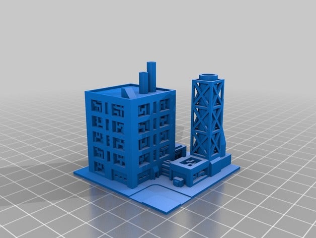 - Industrie-Komplexes Spielzeug & game Zubehör battletech Gelände Brettspiel Gebäude monsterpocalypse tabletop 3D print model - Mito3D