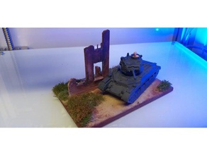 scena di battaglia 28mm diorama diorama-kit il serbatoio ww2 combattente 3d print model - Mito3D