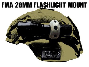 fma 28mm flashlight mount sport & outdoors airsoft accesories attachment holder helmet magfed milsim paintball 3d print model - Mito3D