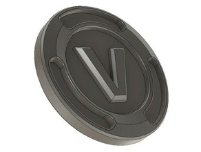 fortnite v-bucks coins & badges buck vbuck vbucks v bucks 3d print model - Mito3D