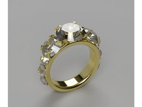 tres de piedra anillo compromiso la joyería 3d print model - Mito3D
