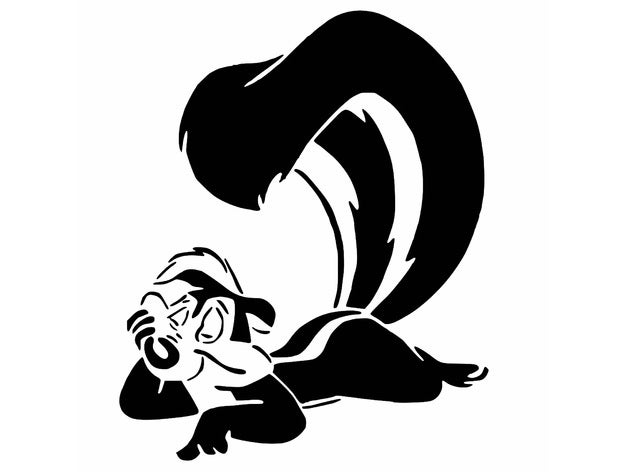 pepe le pew stencil 2d art loone looney tunes cranio skunk 3D print model - Mito3D