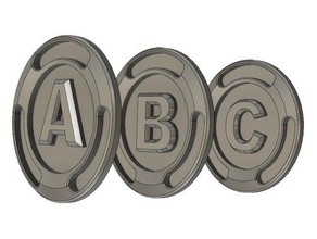 abc alphabet - bucks fortnite v style coins & badges birthday fun name tag vbucks 3d print model - Mito3D