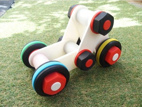 toy system made up m30 bolts nuts mechanical toys assembly bolt car nut rabit 3d print model - Mito3D