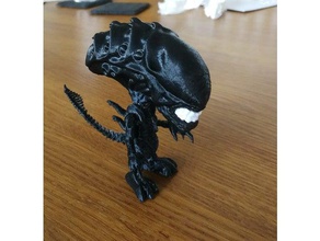 cute alien xenomorph mod minimum supports scans & replicas 3d print model - Mito3D