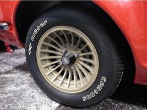 datsun 240z wheel caps logo automotive 1970s 260z fairlady fairladyz z nissan turbine wheels 3d print model - Mito3D