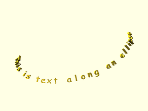 le texte long d'une ellipse 3dtext Texte 3d openscad 3d print model - Mito3D