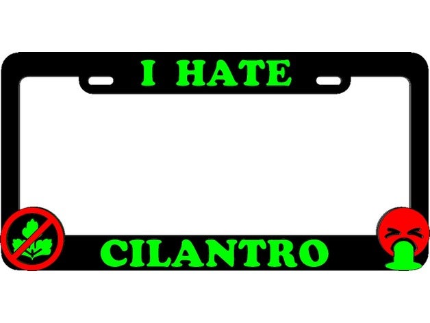 hate cilantro license plate frame automotive 3D print model - Mito3D