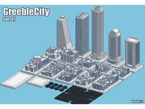 greeblecity Spielzeug & Spiele 1 2500 Architektur Stadt Gebäude der Bau-Spielzeug desktop desktop-Spielzeug geocraper greeble greebles manhattan Miniatur moderne Wolkenkratzer in new york city skyline Fliesen winzig - 3d print model - Mito3D