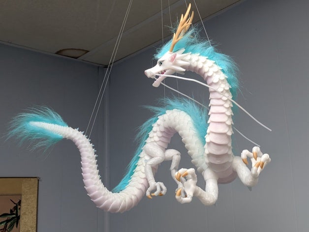 haku style lung oriental dragon hollow body wire elastic stringing sculptures articulated bjd 3D print model - Mito3D