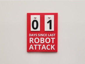 robot attack safety counter sign tags signs & logos funny warning tag 3d print model - Mito3D