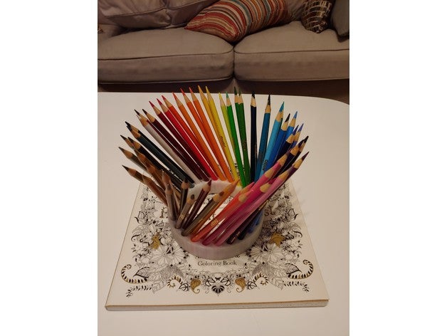 spiral pencil holder holds 50 art tools colored coloring book sprial 3D print model - Mito3D