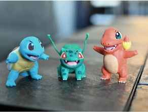 pokemon başlangıç üçlüsü yaratıklar bulbasaur charmander pickachu squirtle 3d print model - Mito3D