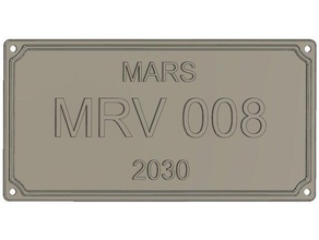 mars-rover Nummernschild Schilder & logos Neugier mars 2020 rover 3d print model - Mito3D