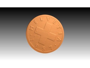 2 swiss cents coins & badges rappen 2cents coin copper switzerland 3d print model - Mito3D