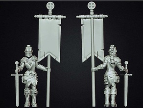 female knight crusader standard bearer people 3dmodel 3d printing banner character fantasy miniature model pinup rpg sculpture sexy strategy tabletop gaming 3d print model - Mito3D