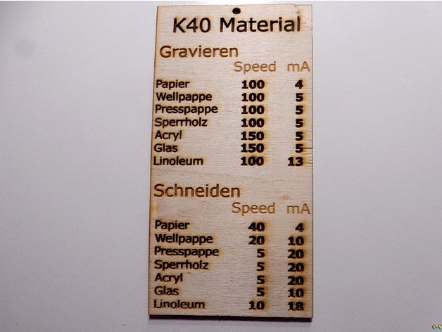 k40 materialliste 2d sanat lazer lasercut 3D print model - Mito3D