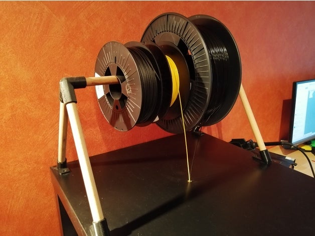 wooden spool holder 3d printing anet a8 mods upgrade filament ikea lack meuble 3D print model - Mito3D