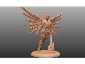 cyberpunk angel - tabletop miniature toys & games critical role dnd dungeons dragons fantasy gaming gloomhaven humanoid mini pathfinder rpg scifi warhammer winged 3d print model - Mito3D
