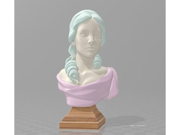 Güzel kadın büstü düşük çokgen sanat güzel peri bedeni pastel boya 3D print model - Mito3D