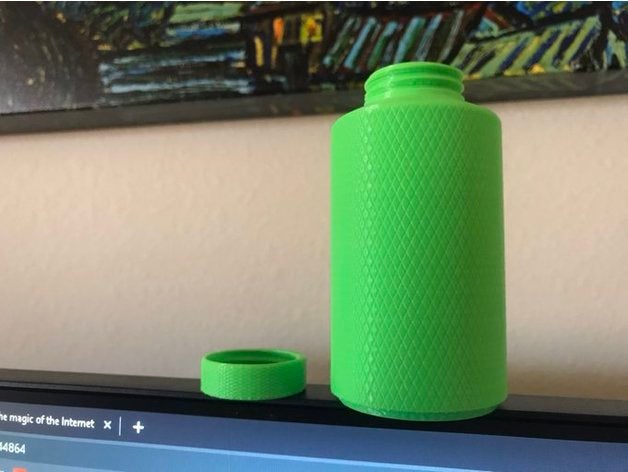 gerändelt Pille Flasche Container kompakt-container Pille-Flasche 3D print model - Mito3D