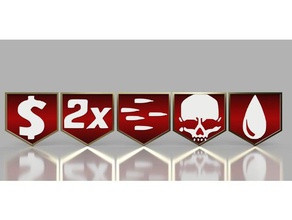 siyah 3 zombi güç ups ops işaretler ve logolar Ara görev çağrısı üç zombiler 3d print model - Mito3D