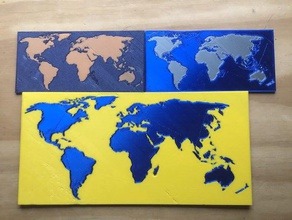 2 color 1 extrusora mapa del mundo Arte en 2d 3d print model - Mito3D
