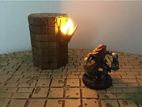 28mm spiky torch column led tealight toy & game accessories dnd dungeon dungeons dragons terrain 3d print model - Mito3D